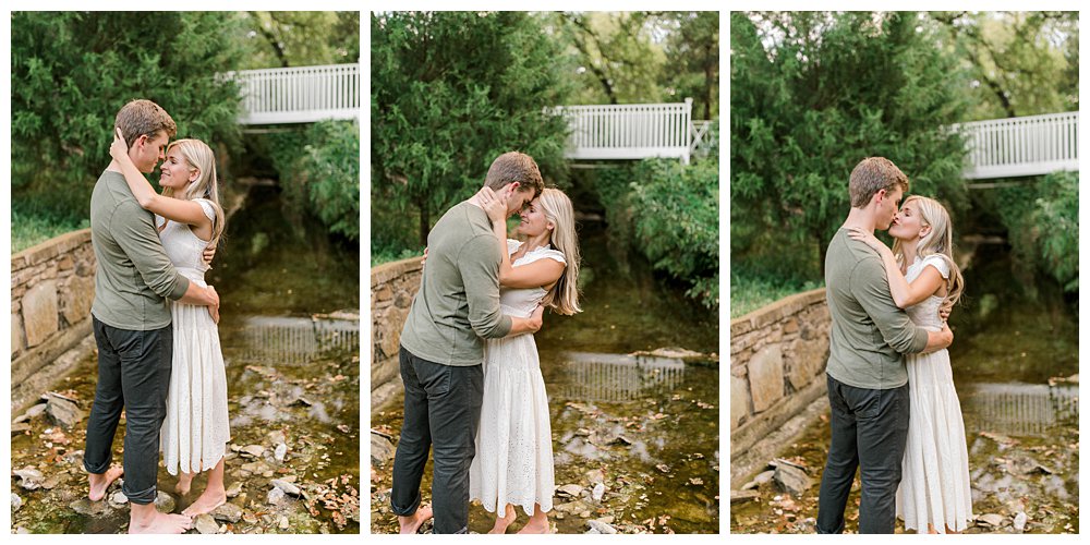 Couple playing in creek bed