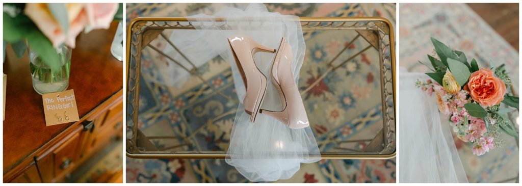 wedding heels on glass table