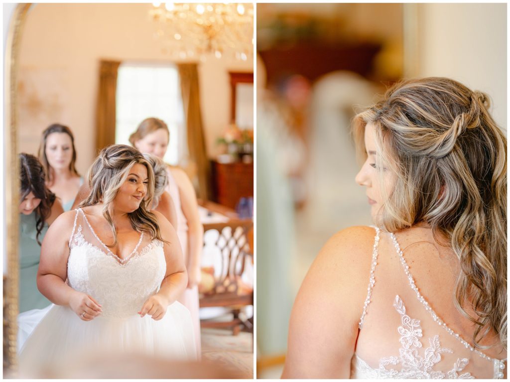 Bride in wedding gown with wedding hairdo