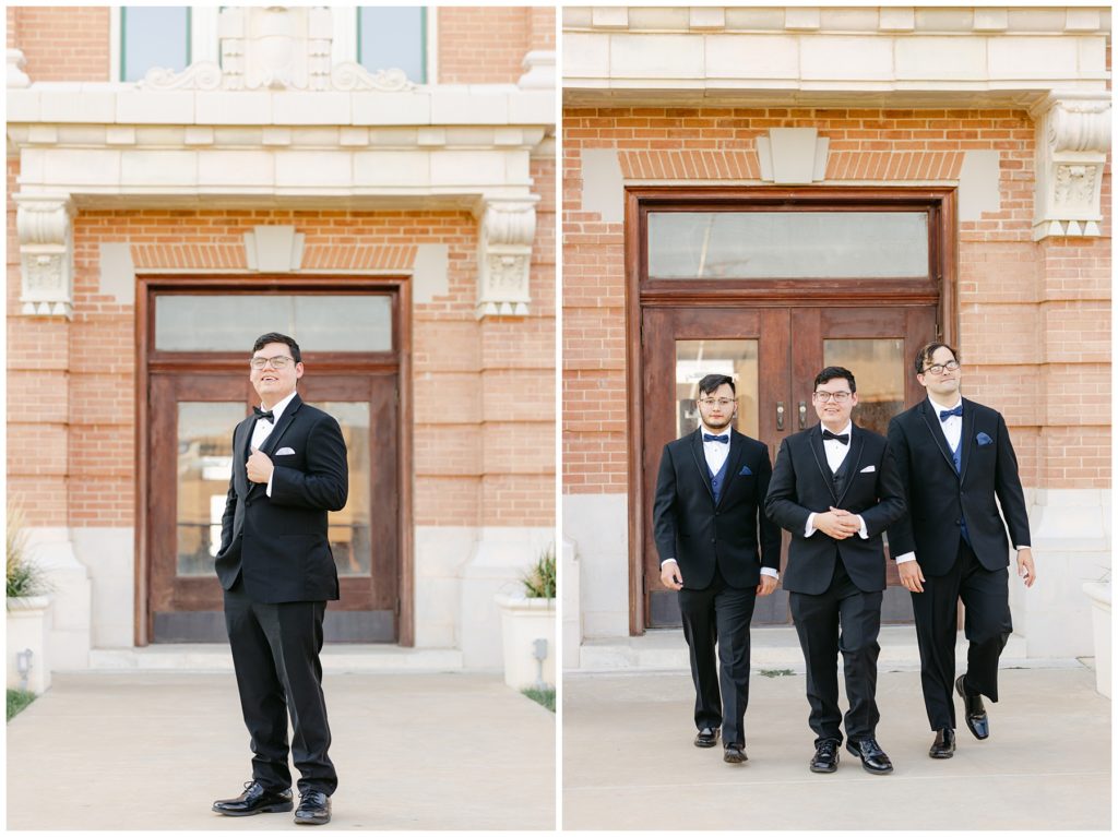 Groom and groomsmen walking