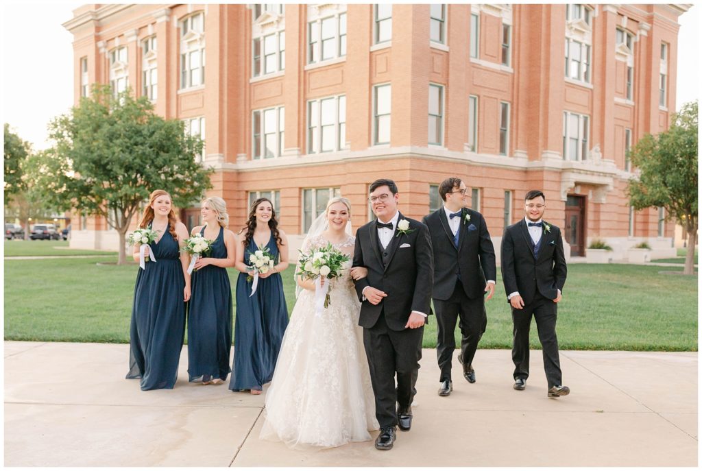 Bridal party walking