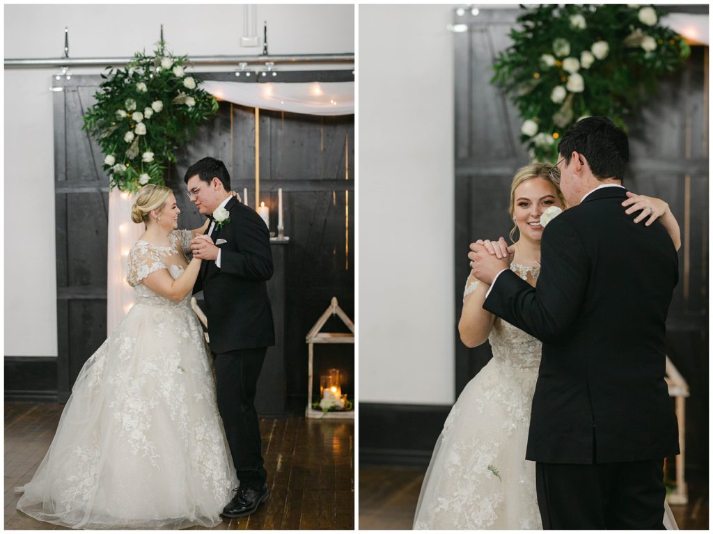 Bride and groom first dance in Hugos on the square wedding