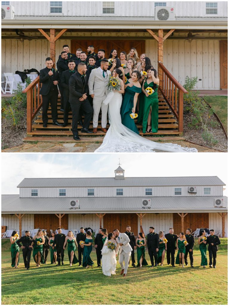 Bridal party walking