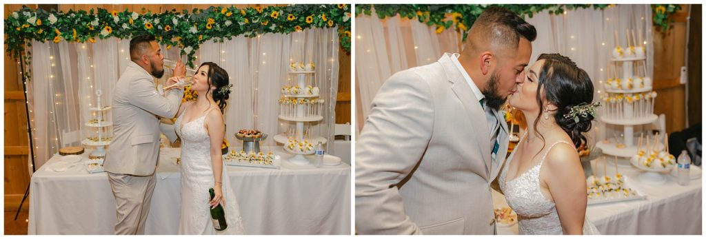 Bride and groom cake cutting