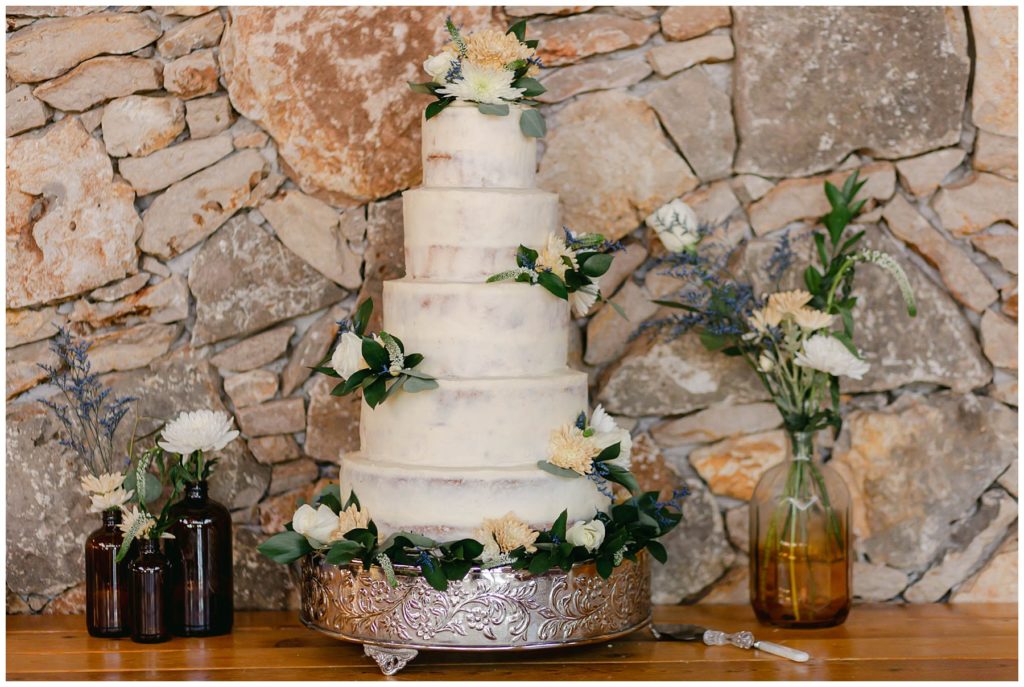 5 tiered shaved wedding cake