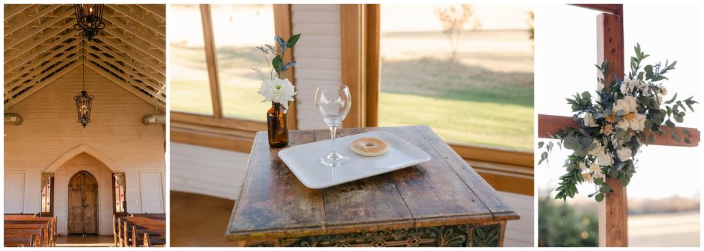 communion setup at The Brooks at Weatherford wedding