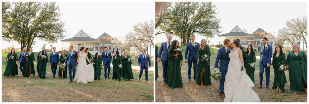 bridal party walking