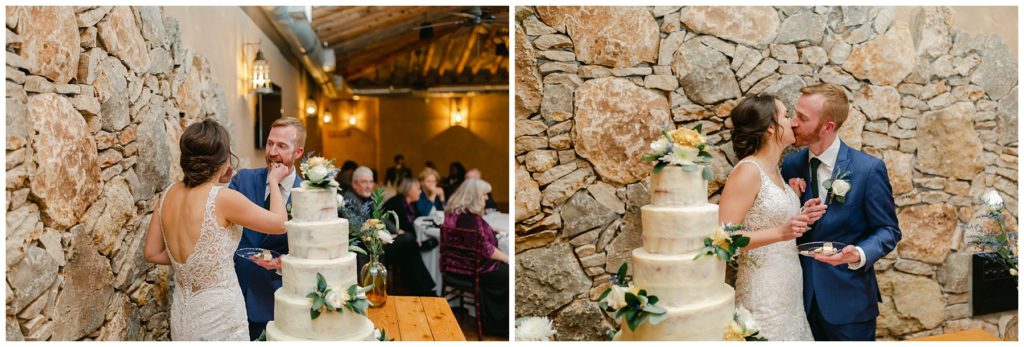 bride and groom cake cutting