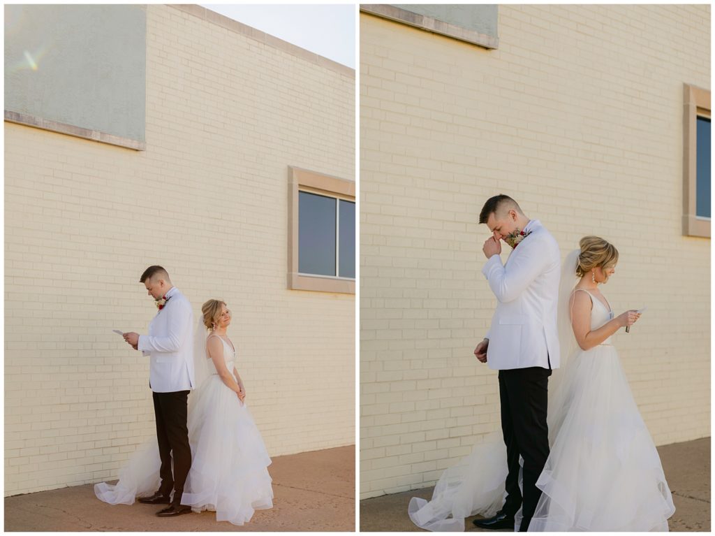 bride and groom letter read for Hugos on the Square wedding