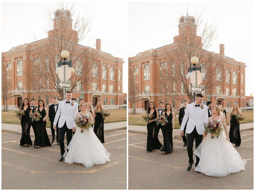 Bridal party in Hugos on the Square wedding