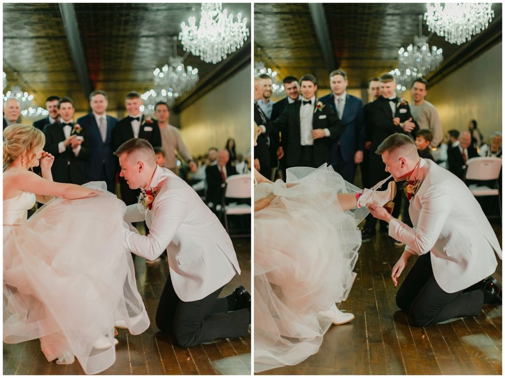 garter toss at Hugo's on the Square