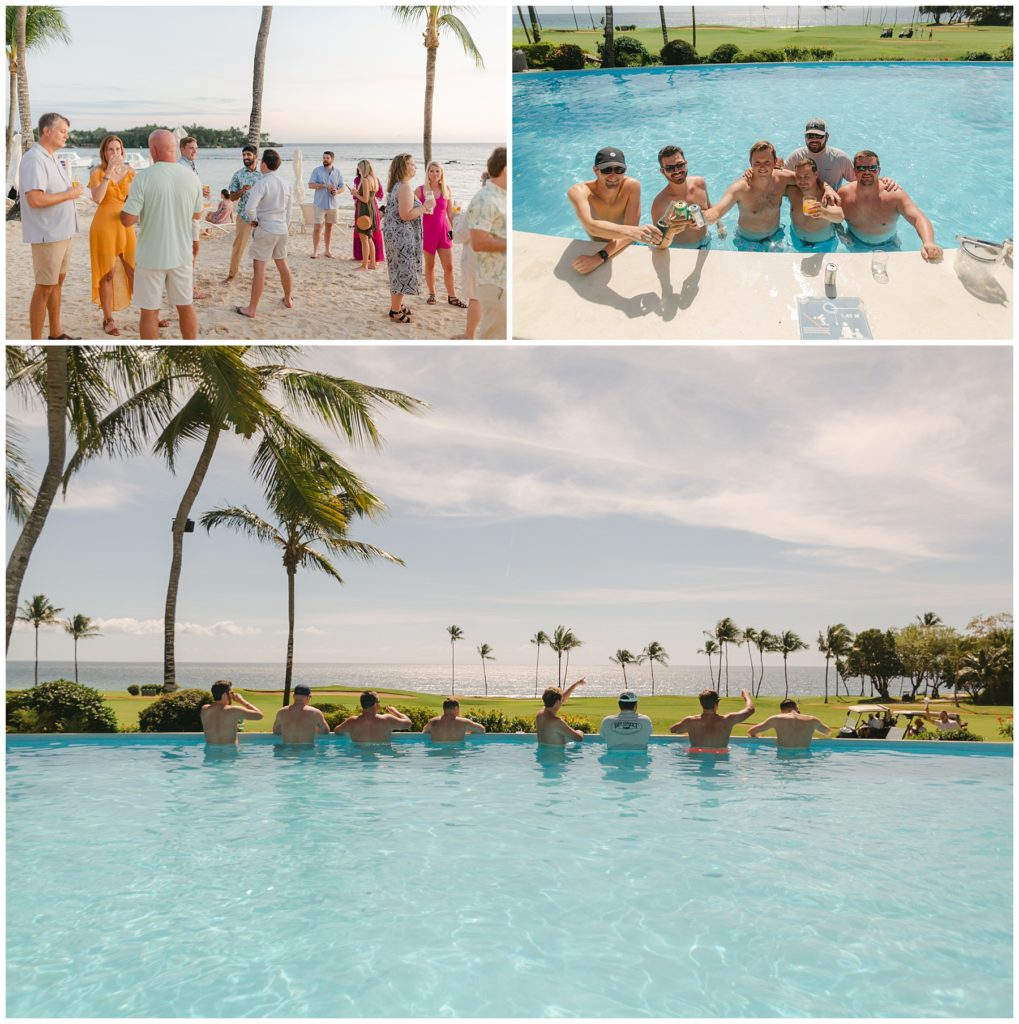 groomsmen pregaming before wedding in Dominican Republic wedding