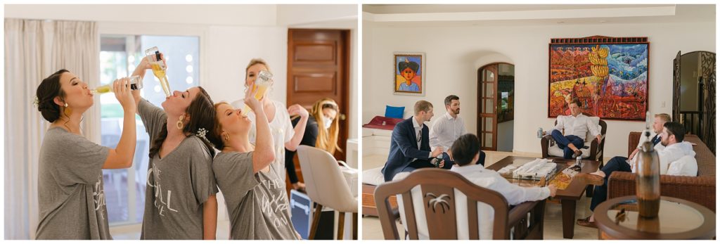 bridesmaids and groomsmen pregaming