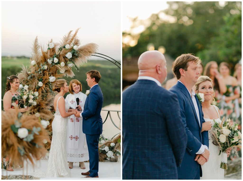 Bride and groom at alter