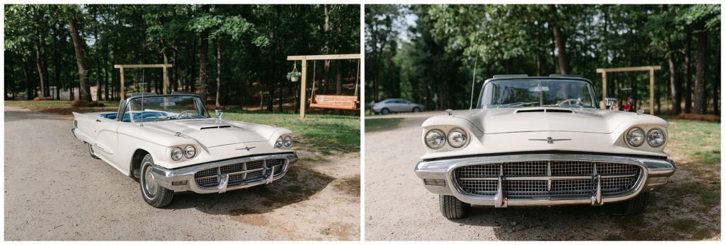 white vintage car for wedding