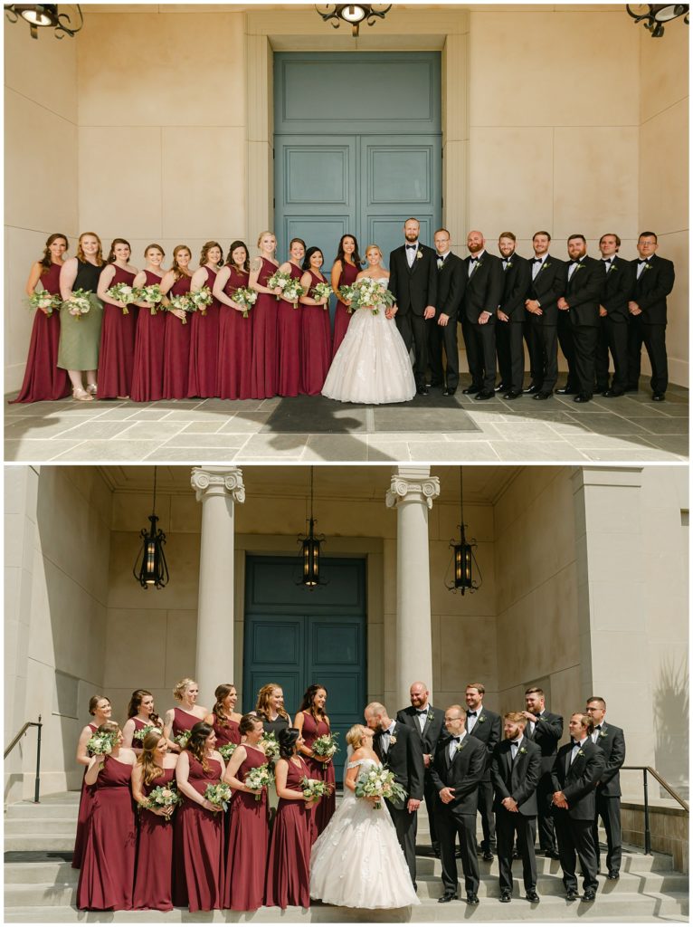 wedding party outside of wedding chapel South Carolina Catholic Wedding