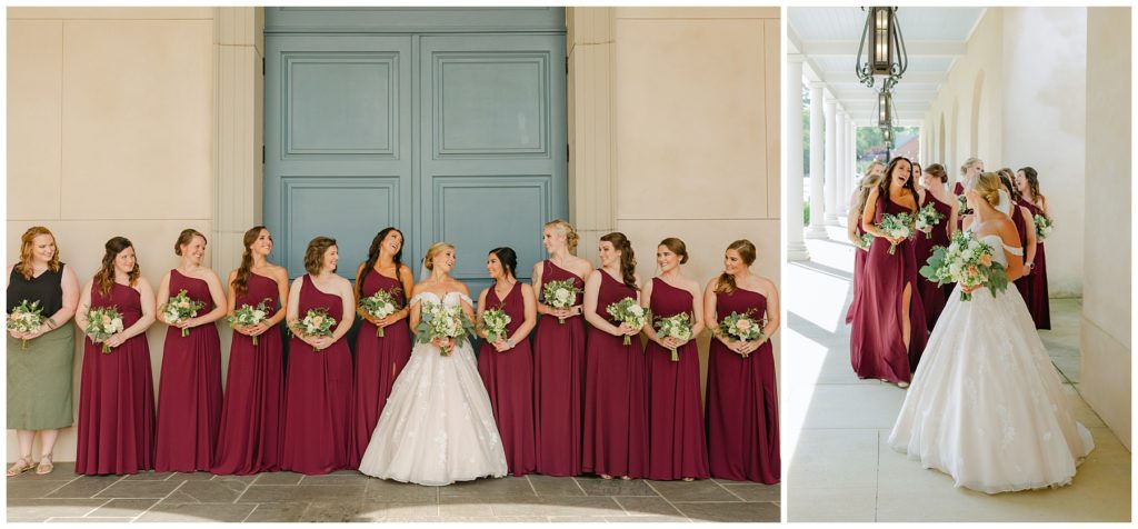 bride walking with wedding party