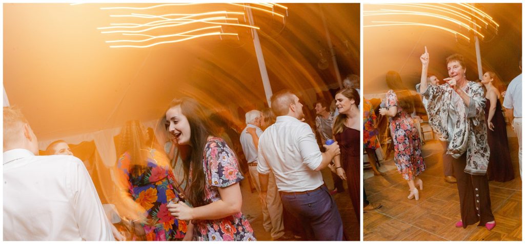 guests dancing on dance floor in wedding reception