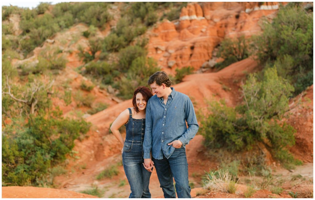 Couple standing in Texas engagement