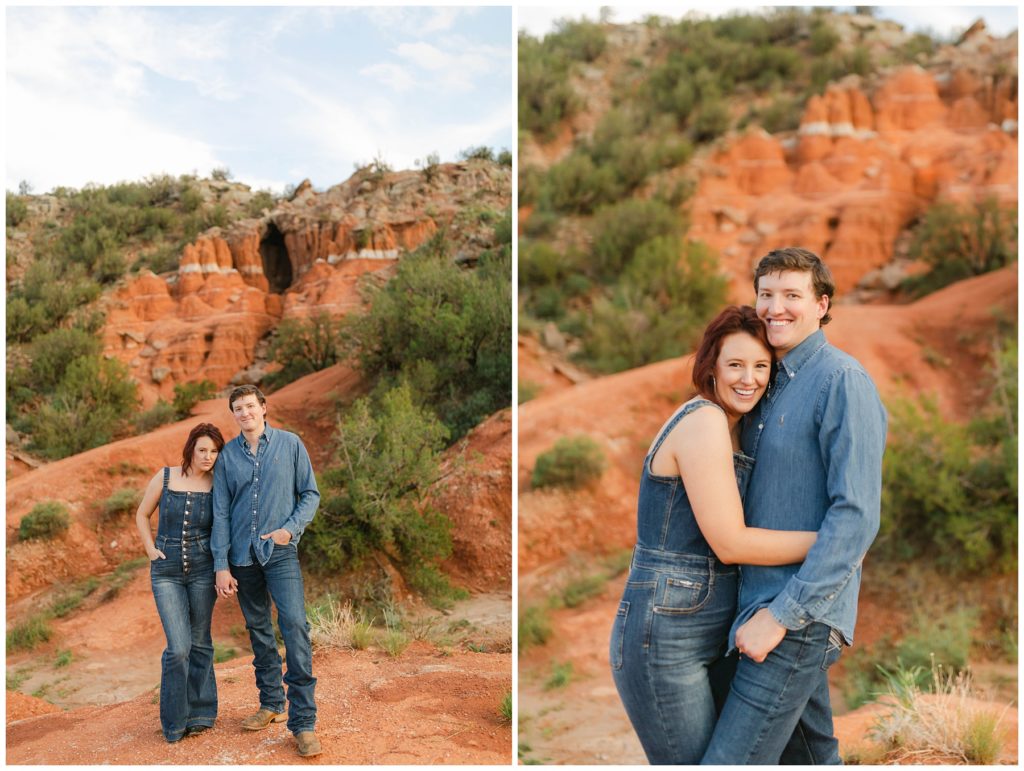 Couple holding hands in Texas engagement