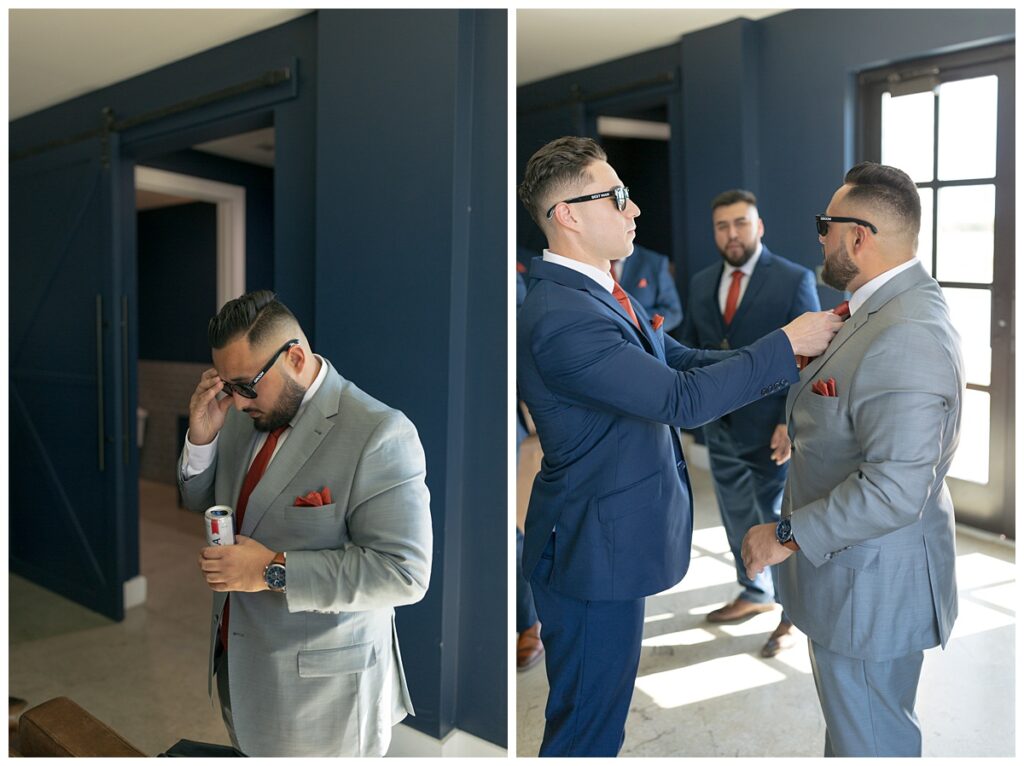 Groom and groomsmen getting ready