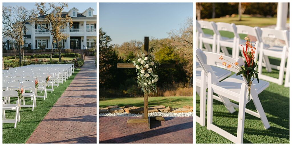 wedding ceremony setup at The Springs in Weatherford Texas wedding