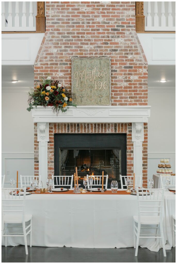 bride and groom table at The Springs in Weatherford Texas wedding reception